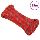 VidaXL Boottouw 3 mm 25 m polypropyleen rood