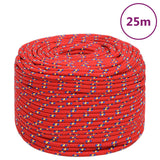 VidaXL Boottouw 6 mm 25 m polypropyleen rood