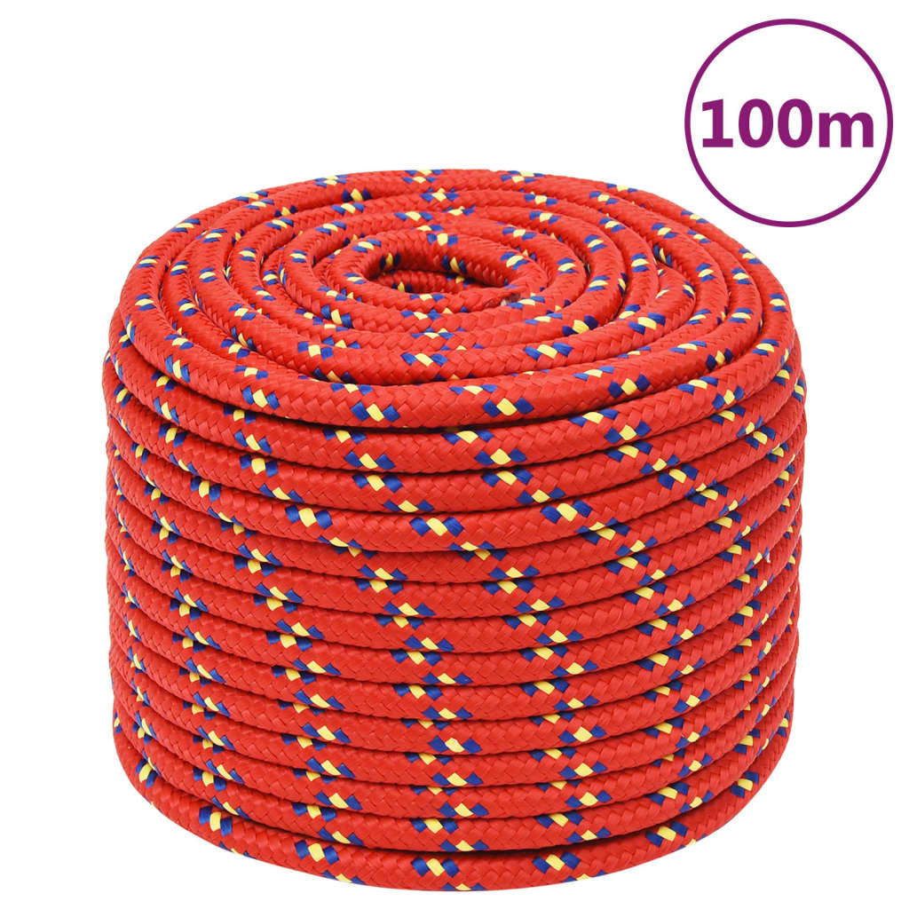 VidaXL Boottouw 12 mm 100 m polypropyleen rood