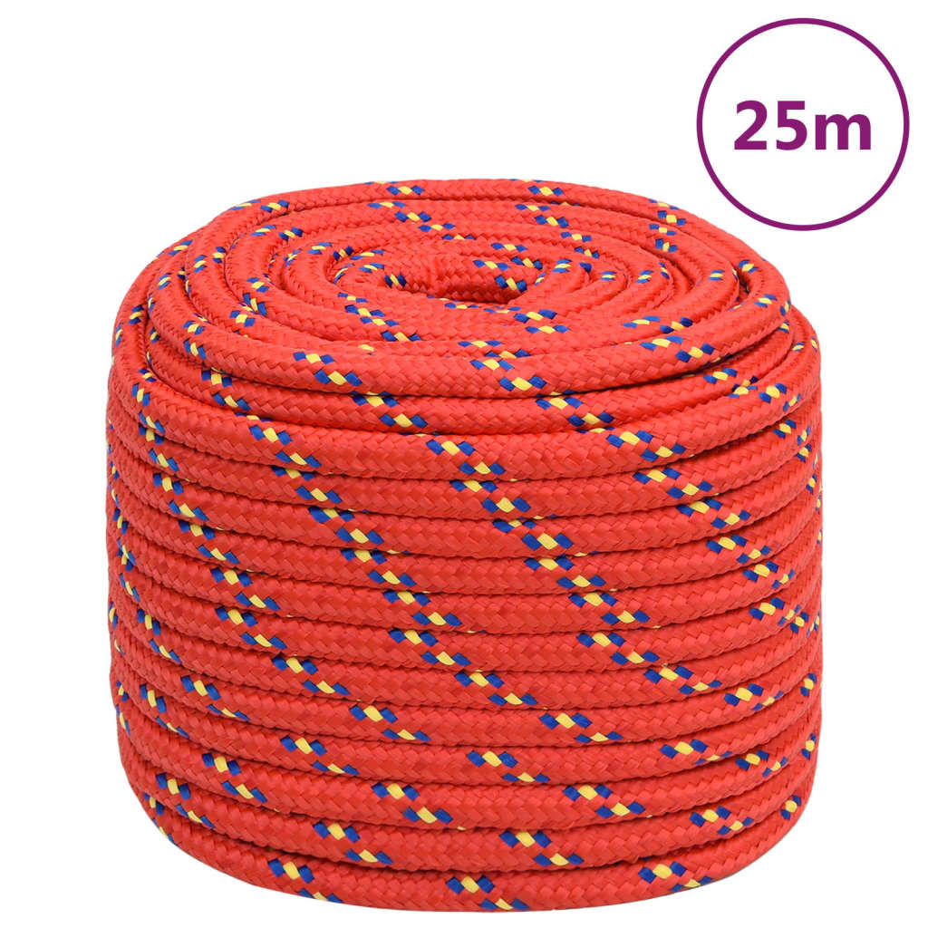 VidaXL Boottouw 18 mm 25 m polypropyleen rood