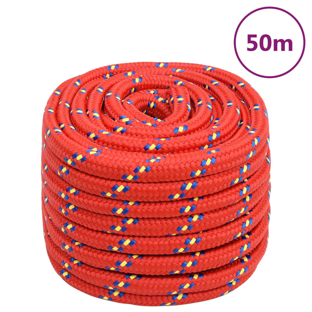 VidaXL Boottouw 20 mm 50 m polypropyleen rood