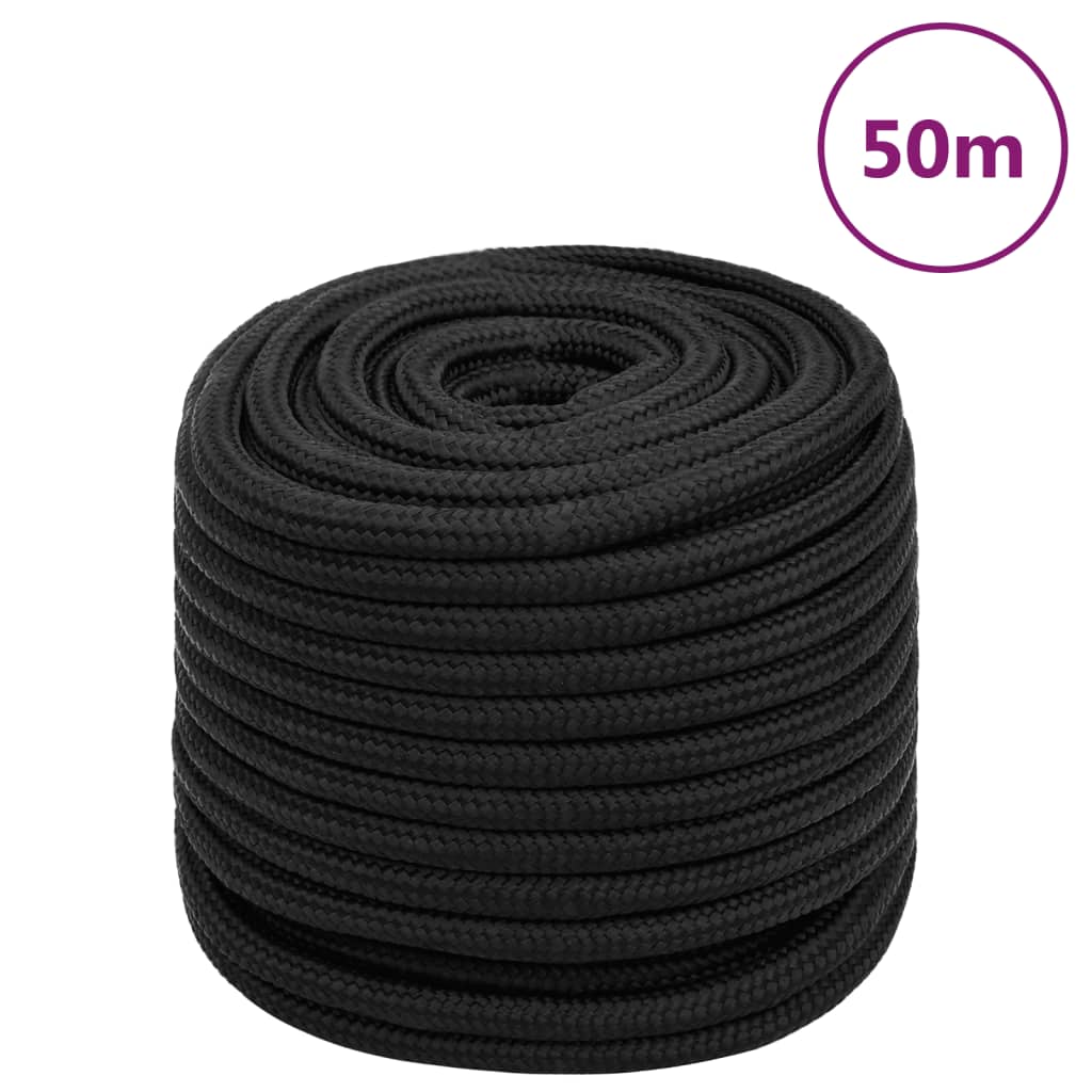 VidaXL Boottouw 18 mm 50 m polypropeen zwart