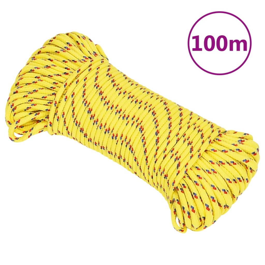 VidaXL Boot touw 3 mm 100 m polypropyleen geel