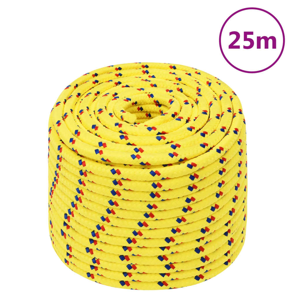 Vidaxl boottouw 12 mm 25 m polypropyleen geel