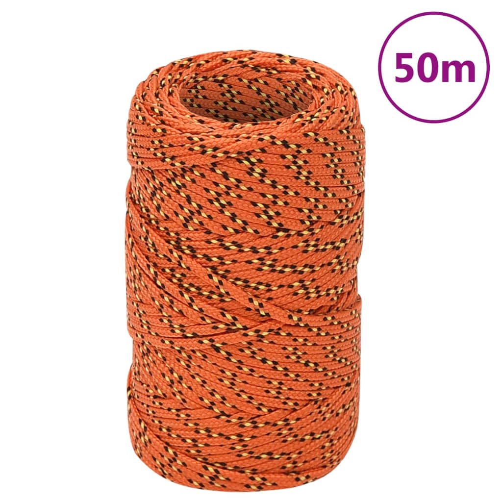 VidaXL Boottouw 2 mm 50 m polypropyleen oranje