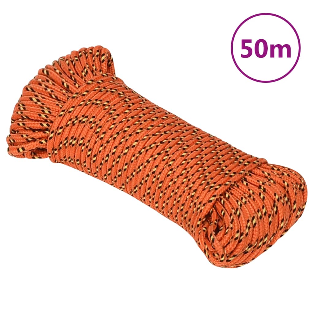 VidaXL Boottouw 4 mm 50 m polypropyleen oranje