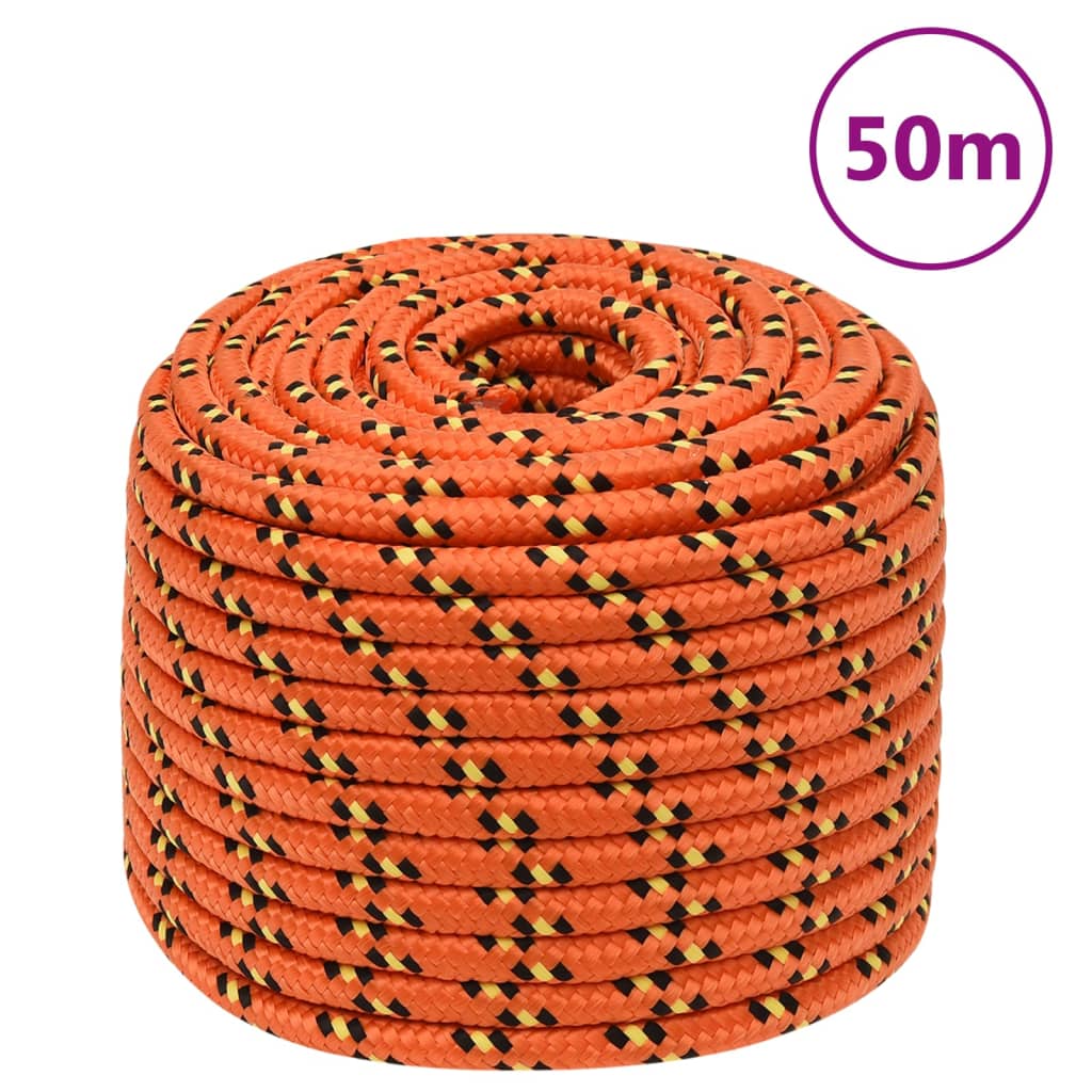 VidaXL Boottouw 12 mm 50 m polypropyleen oranje