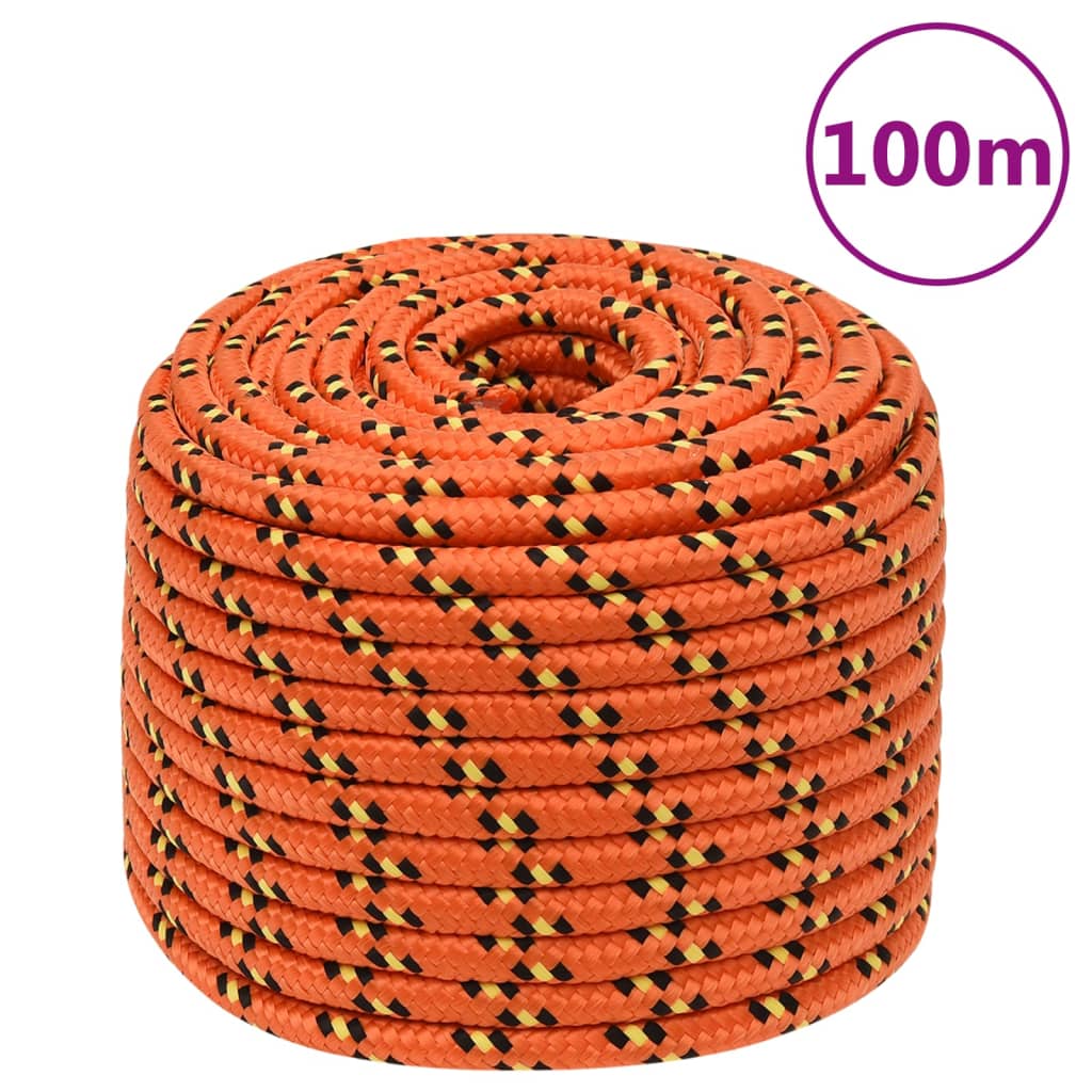 VidaXL Boottouw 14 mm 100 m polypropyleen oranje