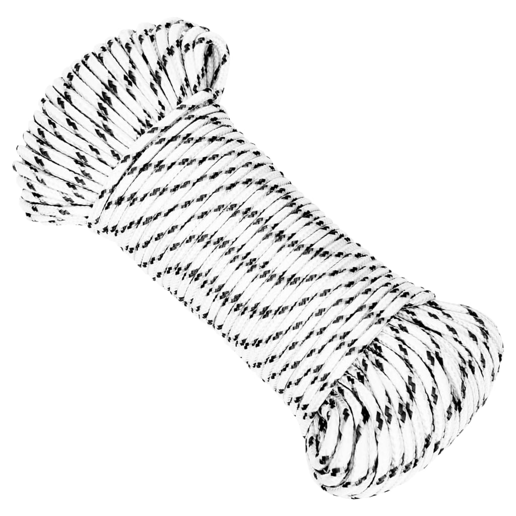 Vidaxl boottouw gevlochten 3 mmx25 m polyester wit