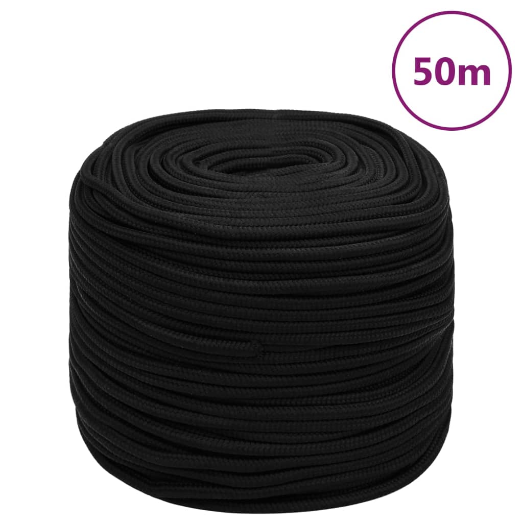 Vidaxl werktouw 8 mm 50 m polyester zwart