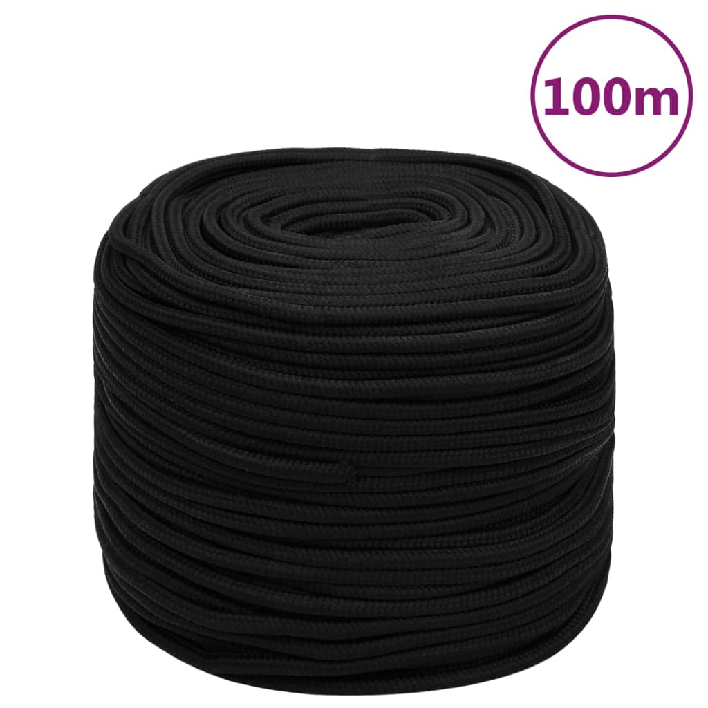 Vidaxl werktouw 10 mm 100 m polyester zwart