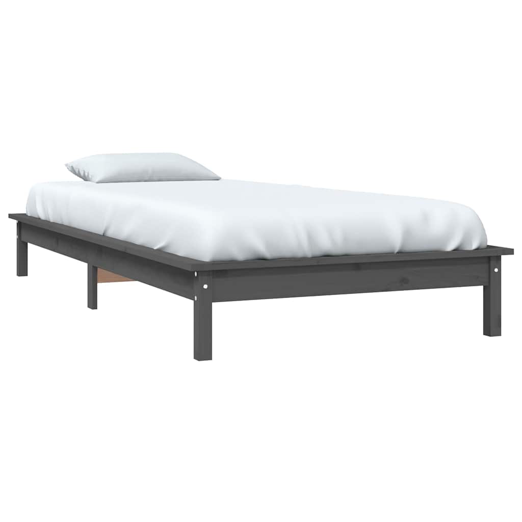 Vidaxl bedframe massief grenenhout grijs 90x190 cm