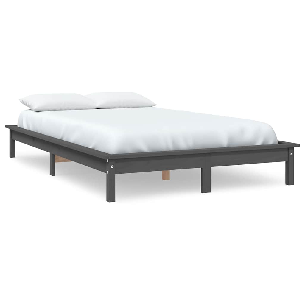 Vidaxl bedframe massief grenenhout grijs 120x190 cm