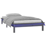 Vidaxl bedframe led massief hout grijs 90x200 cm
