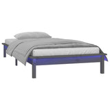 Vidaxl bedframe led massief hout grijs 100x200 cm