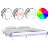 Vidaxl bedframe led massief hout wit 120x200 cm
