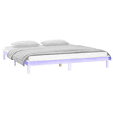 Vidaxl bedframe led massief hout wit 140x190 cm