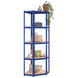 Vidaxl hoekrek 5-laags staal en bewerkt hout blauw