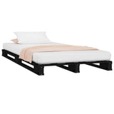 Vidaxl palletbed massief grenenhout zwart 75x190 cm