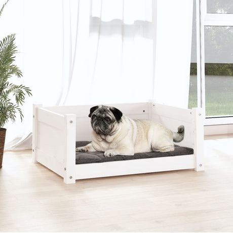 Vidaxl hondenbed wit 65,5x50,5x28 cm massief grenenhout