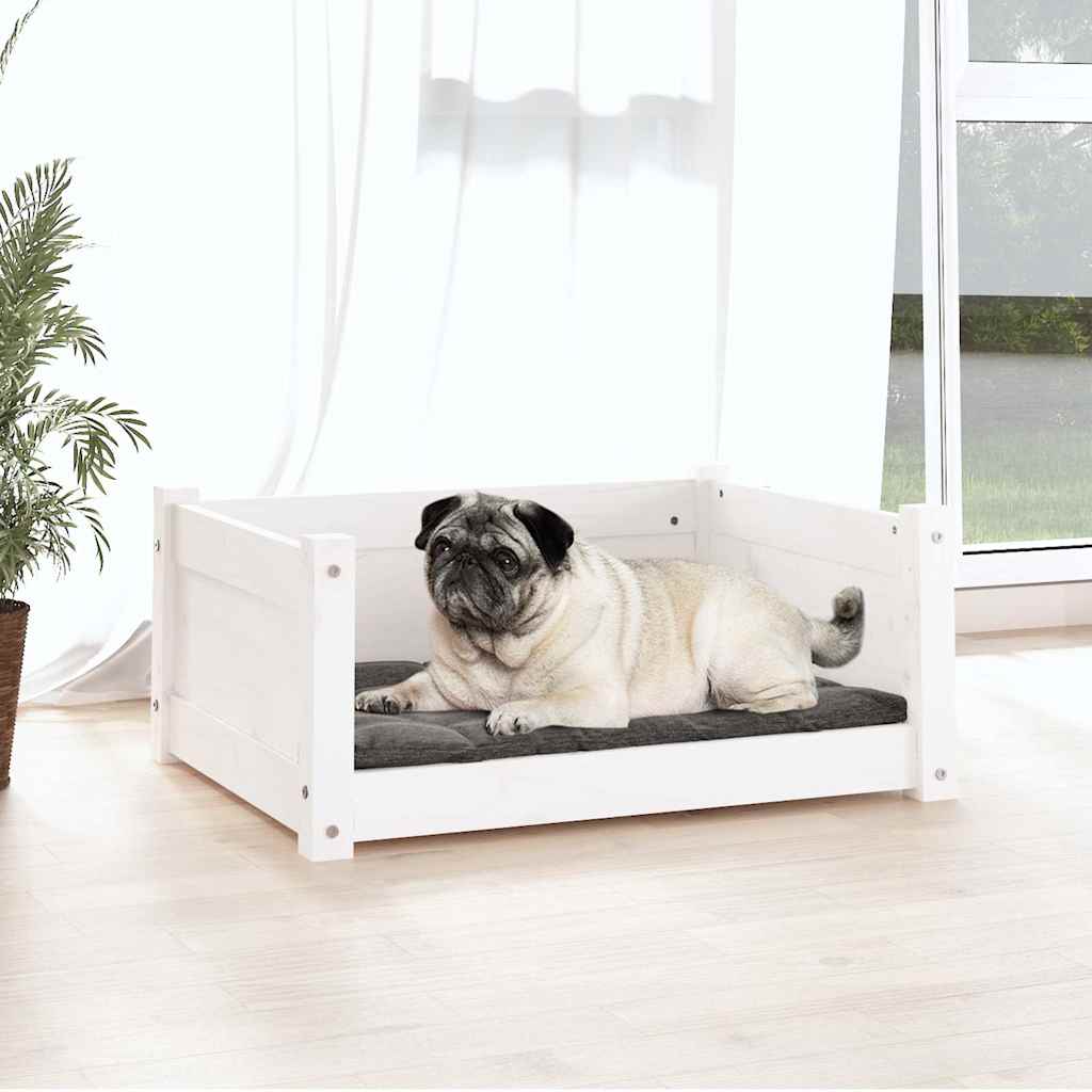 Vidaxl hondenbed wit 65,5x50,5x28 cm massief grenenhout