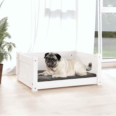 Vidaxl hondenbed wit 65,5x50,5x28 cm massief grenenhout