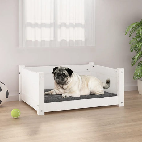 Vidaxl hondenbed wit 65,5x50,5x28 cm massief grenenhout