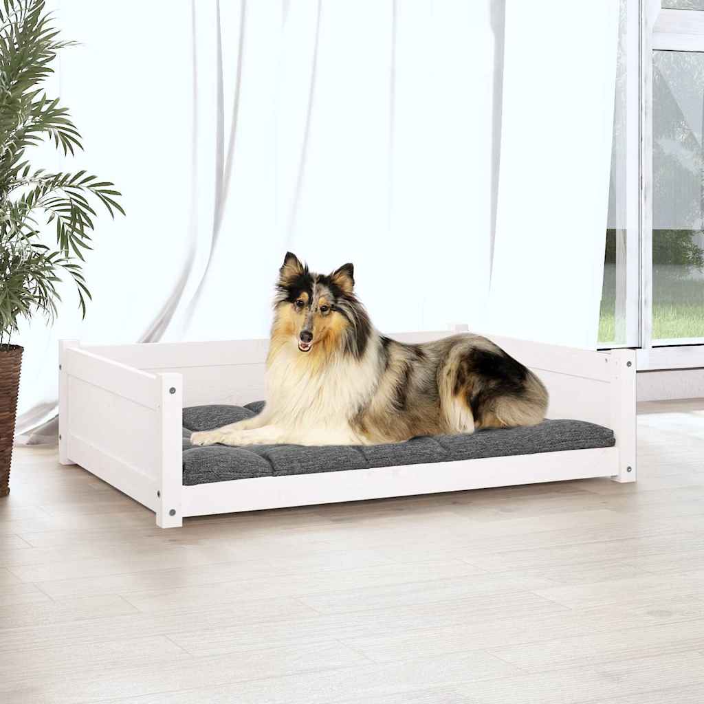 Vidaxl hondenmand 95,5x65,5x28 cm massief grenenhout wit
