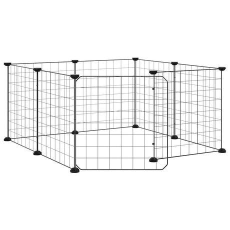 Vidaxl huisdierkooi met 8 panelen en deur, zwart 35x35 cm staal