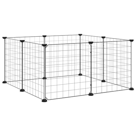 Vidaxl huisdierkooi met 8 panelen en deur, zwart 35x35 cm staal