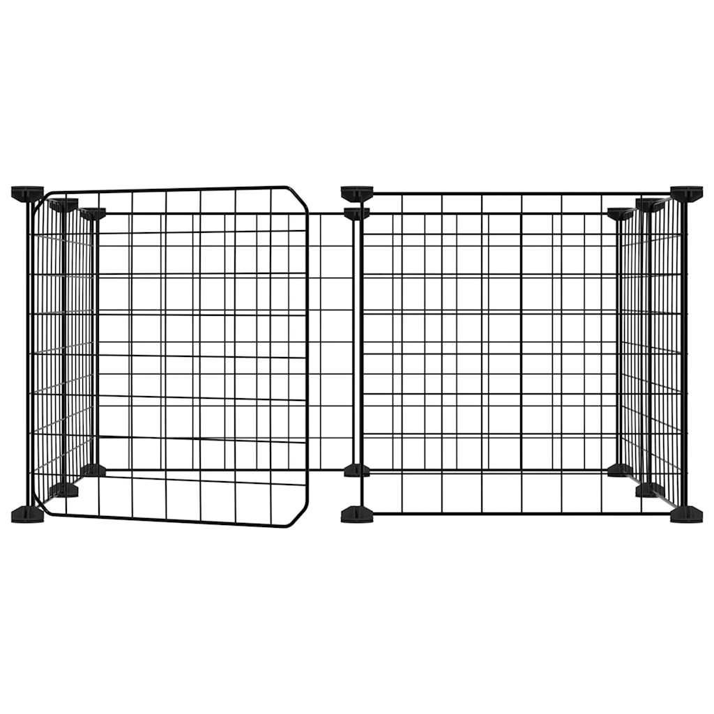 Vidaxl huisdierenkooi met deur 8 panelen 35x35 cm staal zwart