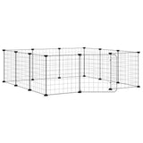 Vidaxl huisdierkooi met 12 panelen en deur, zwart 35x35 cm staal