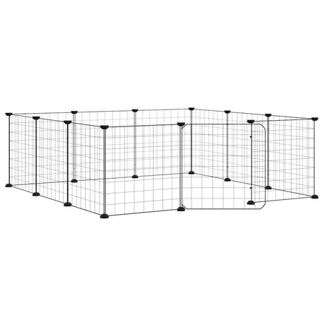 Vidaxl huisdierkooi met 12 panelen en deur, zwart 35x35 cm staal
