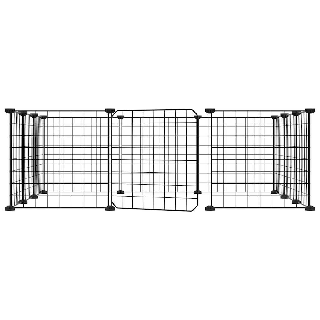 Vidaxl huisdierenkooi met deur 12 panelen 35x35 cm staal zwart