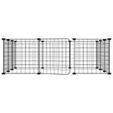 Vidaxl huisdierenkooi met deur 12 panelen 35x35 cm staal zwart