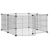 Vidaxl huisdierkooi met 8 panelen en deur, zwart 35x35 cm staal