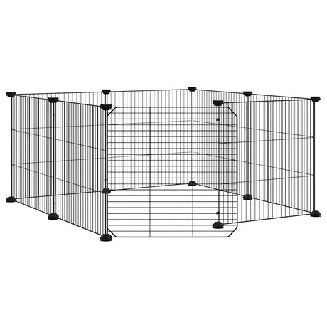 Vidaxl huisdierkooi met 8 panelen en deur, zwart 35x35 cm staal