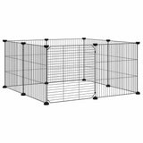 Vidaxl huisdierkooi met 8 panelen en deur, zwart 35x35 cm staal