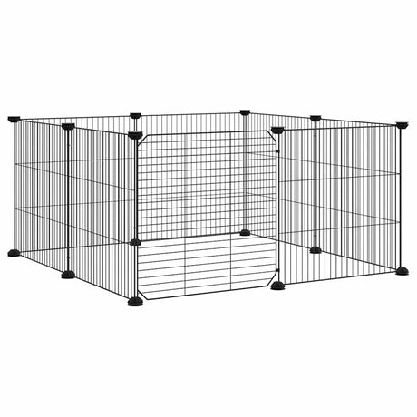 Vidaxl huisdierkooi met 8 panelen en deur, zwart 35x35 cm staal