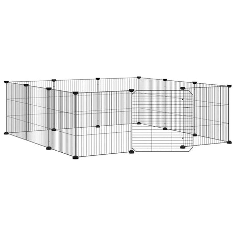 Vidaxl huisdierkooi met 12 panelen en deur, zwart 35x35 cm staal