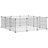 Vidaxl huisdierkooi met 12 panelen en deur, zwart 35x35 cm staal