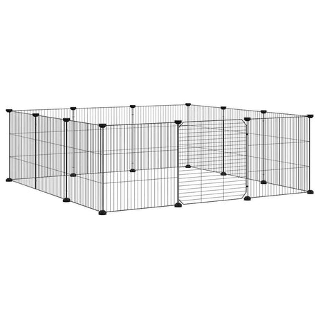 Vidaxl huisdierkooi met 12 panelen en deur, zwart 35x35 cm staal