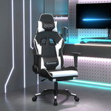 Vidaxl massage gamestoel met voetensteun kunstleer zwart wit