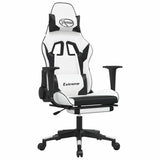 Vidaxl massage gamestoel met voetensteun kunstleer wit en zwart