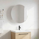 Vidaxl badkamerkast met ronde spiegel en led 54 x 54 x 17,5 cm wit