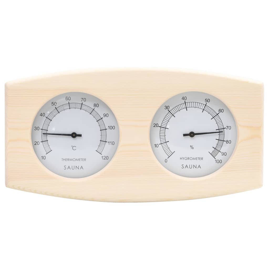 Vidaxl saunaset 2-in1 hygrothermograaf en zandloper massief grenenhout