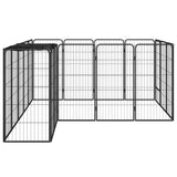 VidaXL Hondenkennel 18 panelen 50 x 100 cm gepoedercoat staal zwart