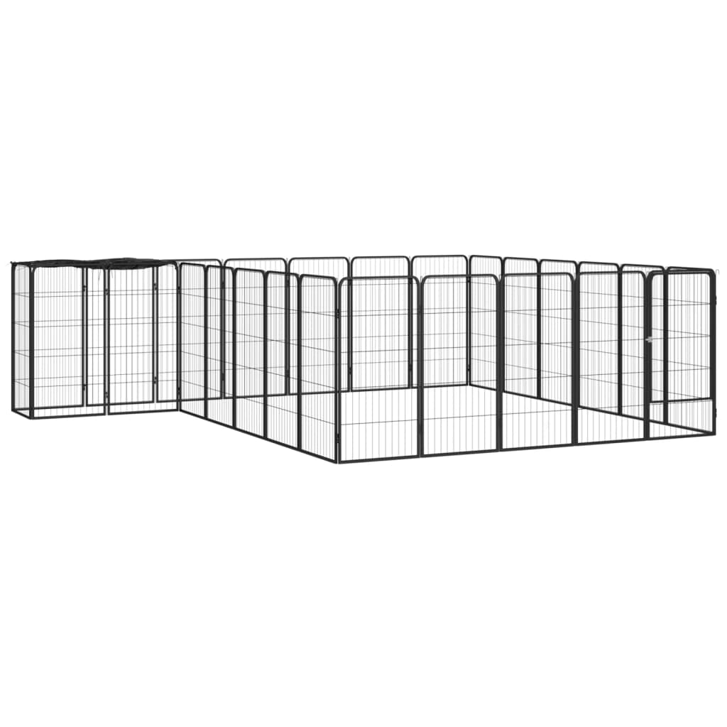 VidaXL Hondenkennel 26 panelen 50x100 cm gepoedercoat staal zwart