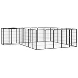 VidaXL Hondenkennel 26 panelen 50x100 cm gepoedercoat staal zwart