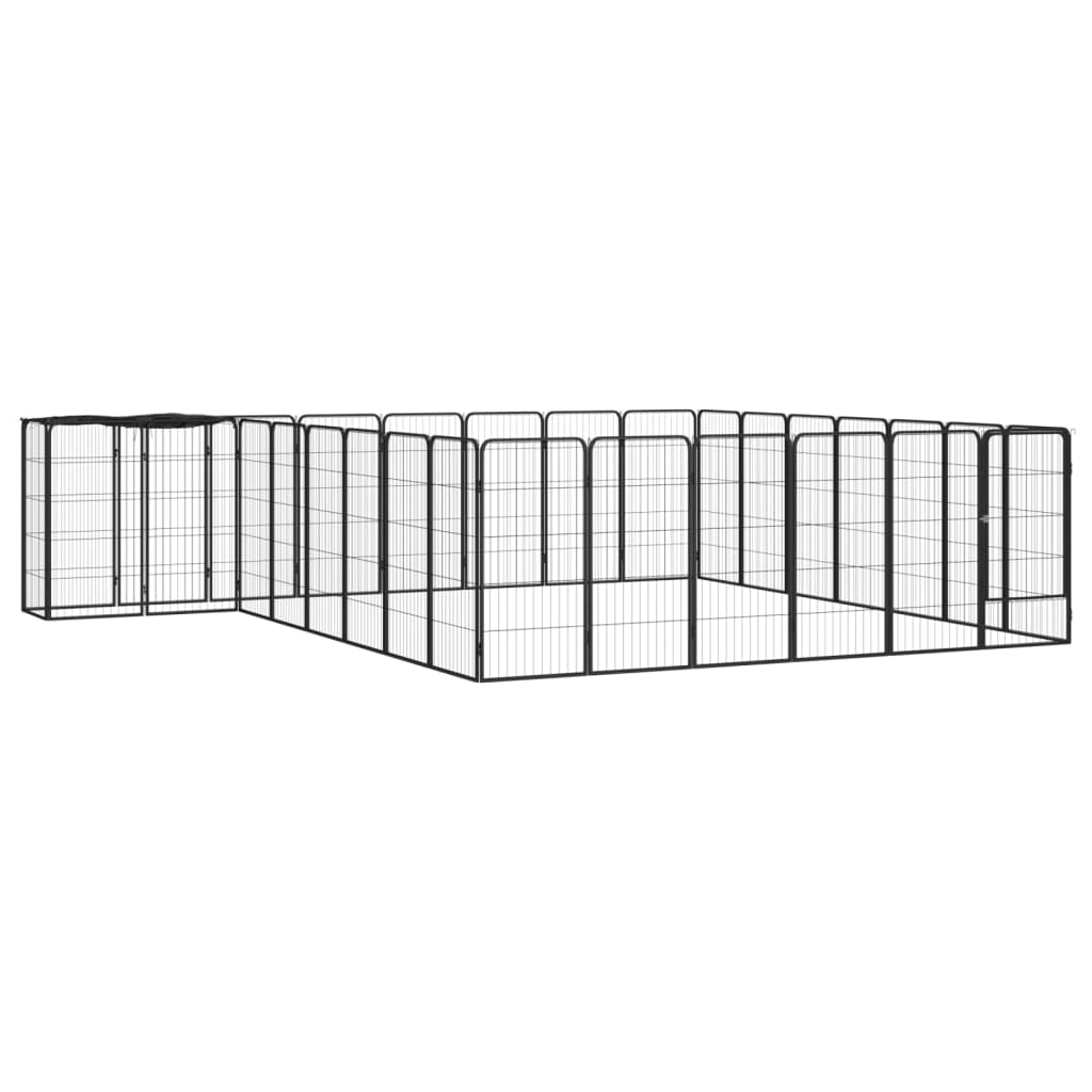 VidaXL Hondenkennel 30 panelen 50 x 100 cm gepoedercoat staal zwart